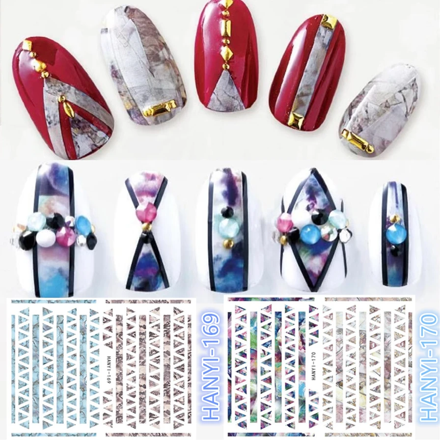 

HANYI series HANYI-169-170 vintage line pattern DESIGNS COOL 3d nail art stickers decal template diy nail tool decorations