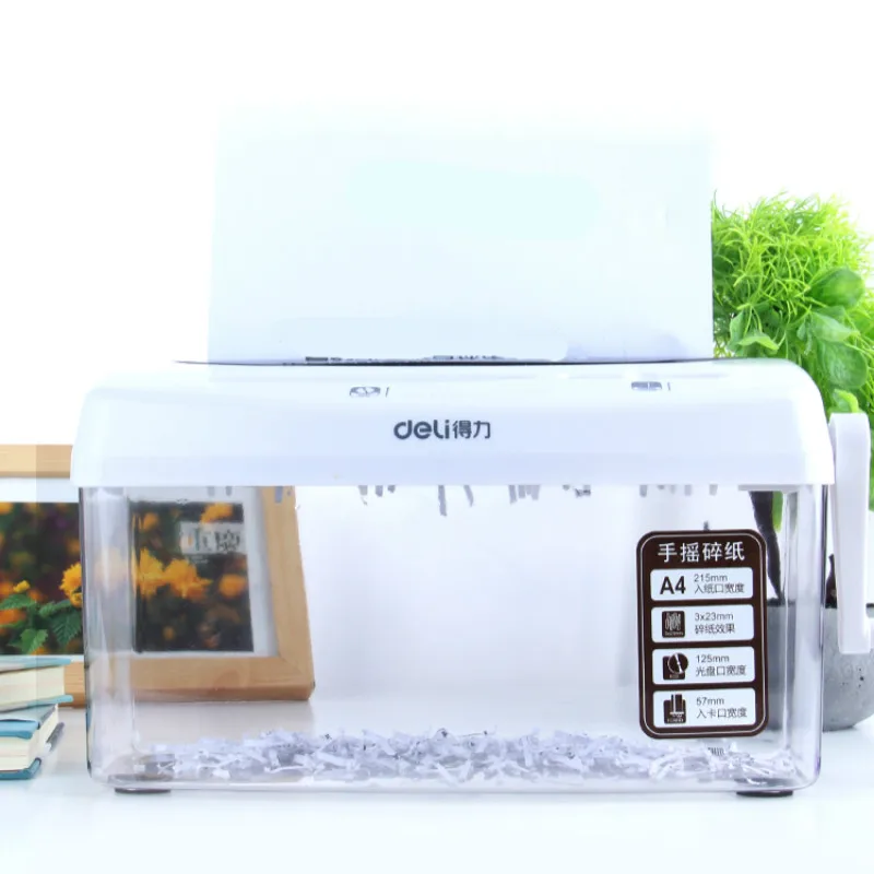 

Deli Mini Manual Shredder Hand-operate Silent A4 Paper Desktop Convenient Office 9935 Shreddable CD Photos Cards Paper Cutter