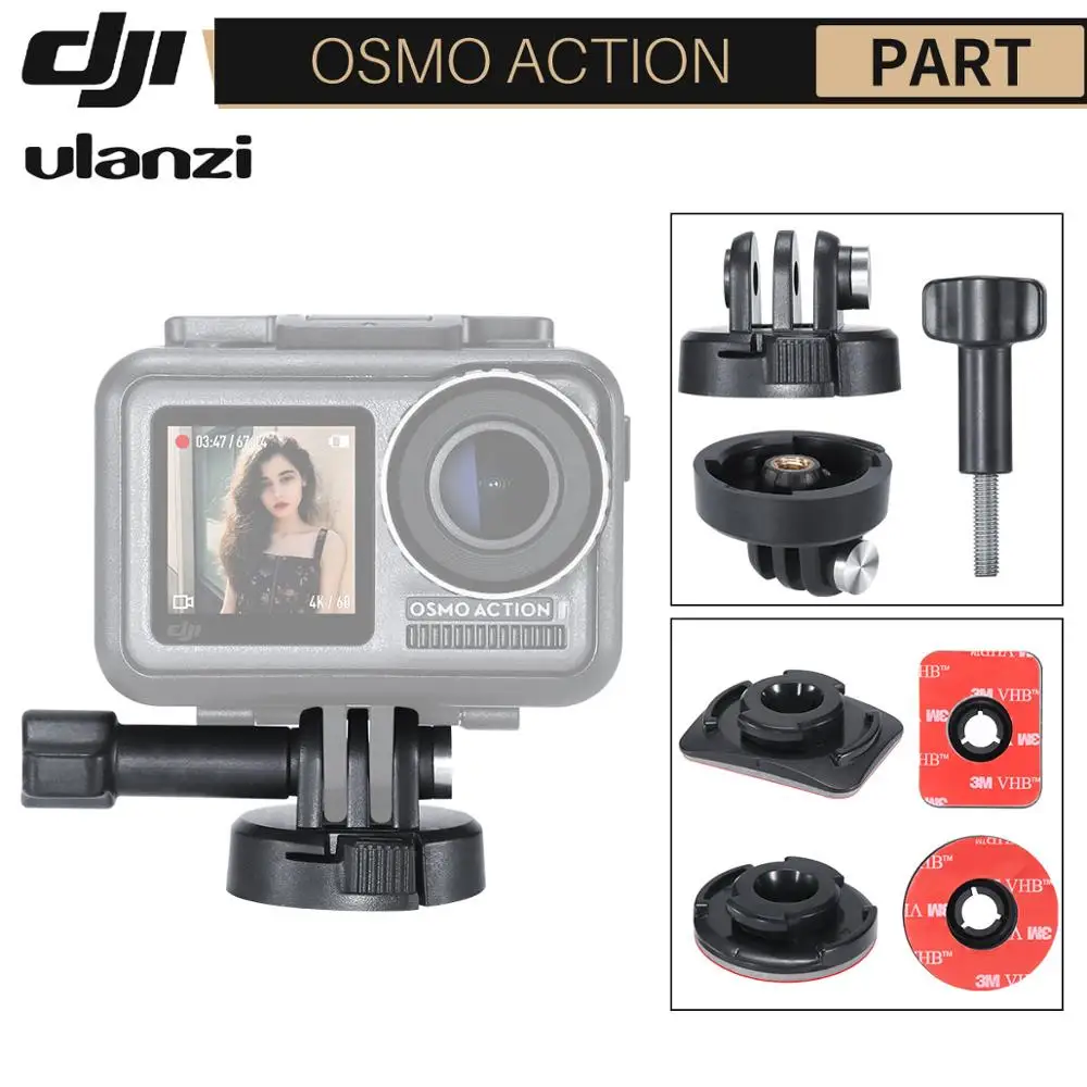 Ulanzi Accessories for Osmo Action Camera Mount Holder Adapter with 3M Paste Stick Gopro Quick Instal | Электроника