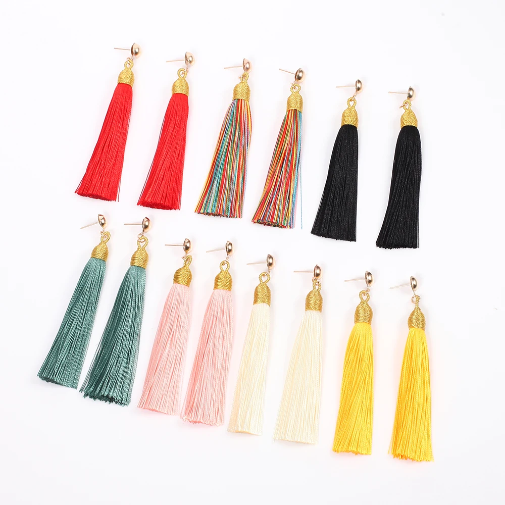 

Trendy Bohemia Long Tassel Earrings For Women Dangle Tassel Earrings Vintage Wedding Jewelry