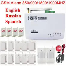10 Door Sensor Wireless Home security GSM Alarm System Dual Antenna Russian Manual Voice Arm Disarm Keychain PIR Motion Detector