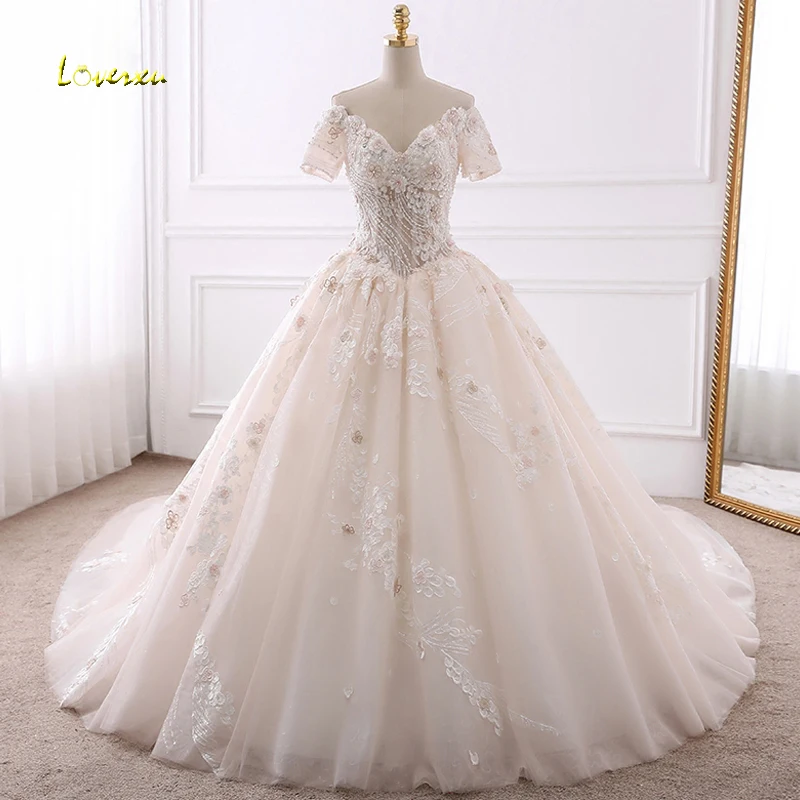 Loverxu Vestido De Noiva короткий рукав линии Свадебные платья 2019 Сексуальная Иллюзия V шеи аппликации цветной бисер свадебные платья