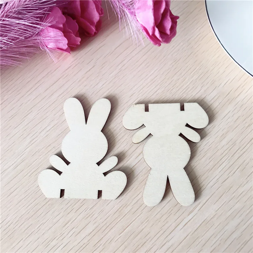 10 шт. деревянный Пасхальный кролик милый 3D DIY креативный домашний декор украшения