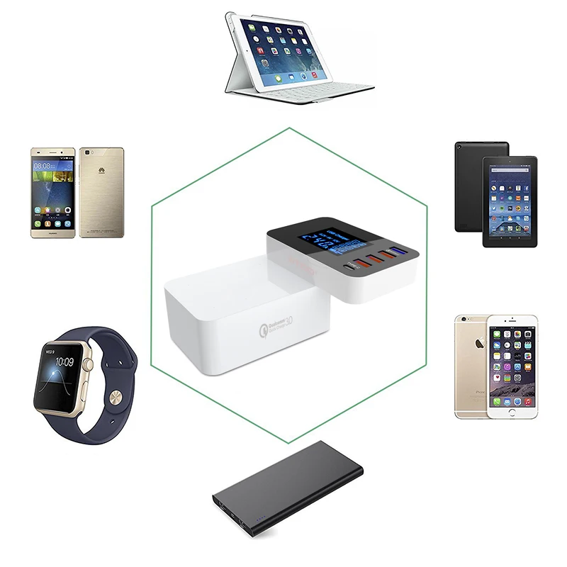 Многофункциональное настольное USB быстрое зарядное устройство Quick Charge 3 0 5 портов