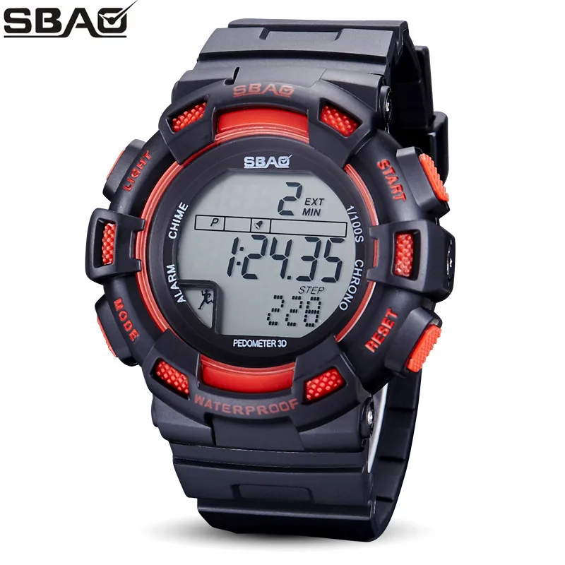 

SBAO Brand LED Display Sport Back Light Men Watch Male Digital Wristwatch Student Alarm Week Calendar 30M Water Resistant