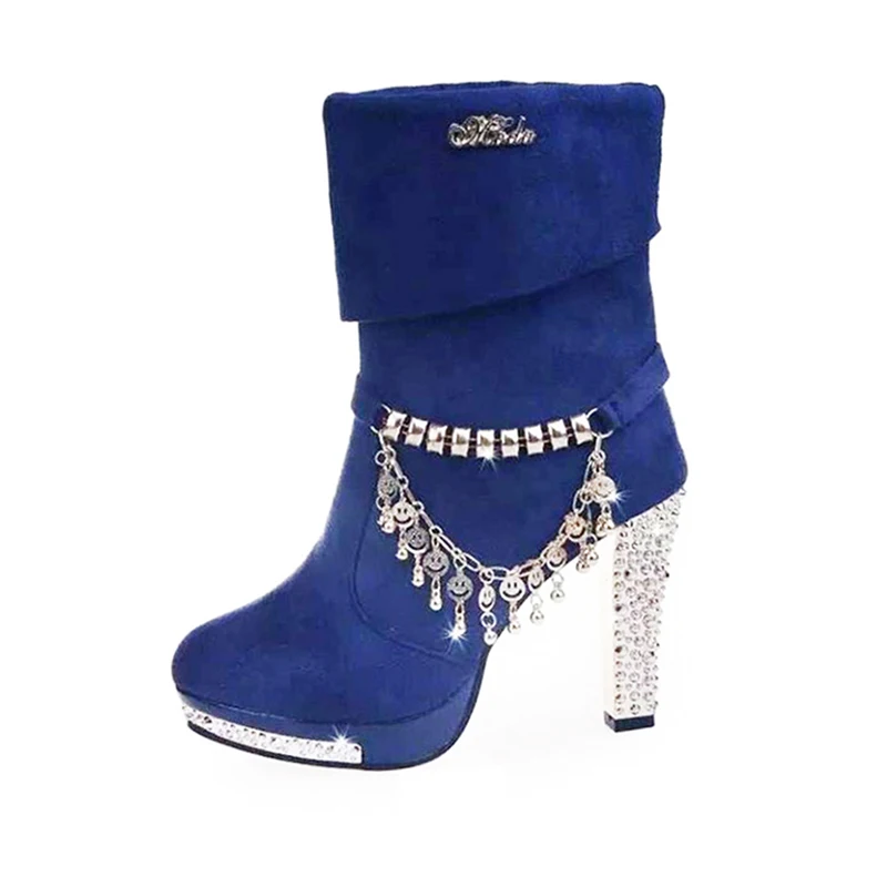 QSR/Женская обувь г., осенние женские ботинки Женские однотонные ботинки на высоком каблуке с металлической бахромой модные ботинки martin