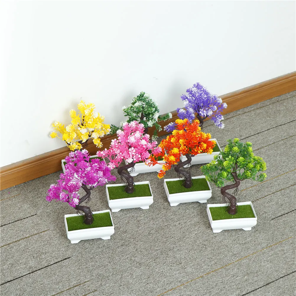 1set Artificial Flower Trigeminal Potted Bonsai Fake Flower Wedding Decorative Flowers Wreaths Plant Pine Trees Drop Shipping