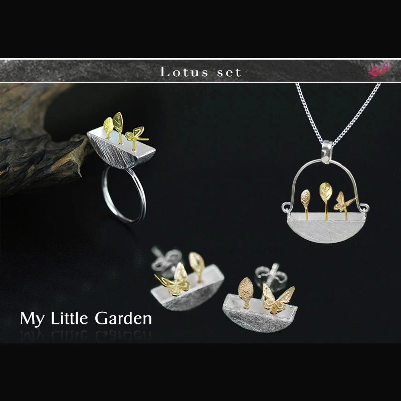Lotus Fun реальные 925 серебро ручной работы Ювелирные украшения мой маленький сад