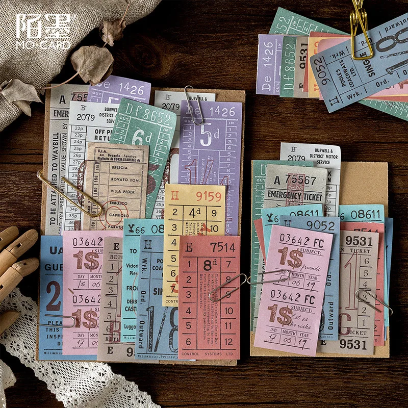 100sheets Retro Receipt Ticket Memo Pad Stub Sticky Notes Memo Post Note Paper vintage bill Words Phrases Stickers Office Supply