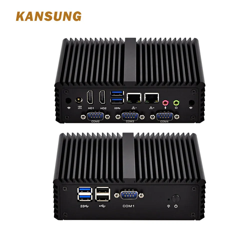 OEM Fanless Celeron 3215U Mini Computer 2 Ethernet Dual Core Mini pc Barebone System Thin Client 4 COM X86 12V Desktop Mini PC