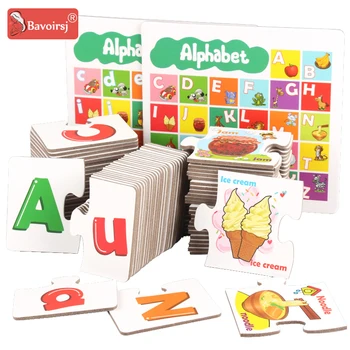 

Education Alphabet Learning Baby Toys Paper Card Puzzles For Children Montessori Toy Wood Puzzle T0295