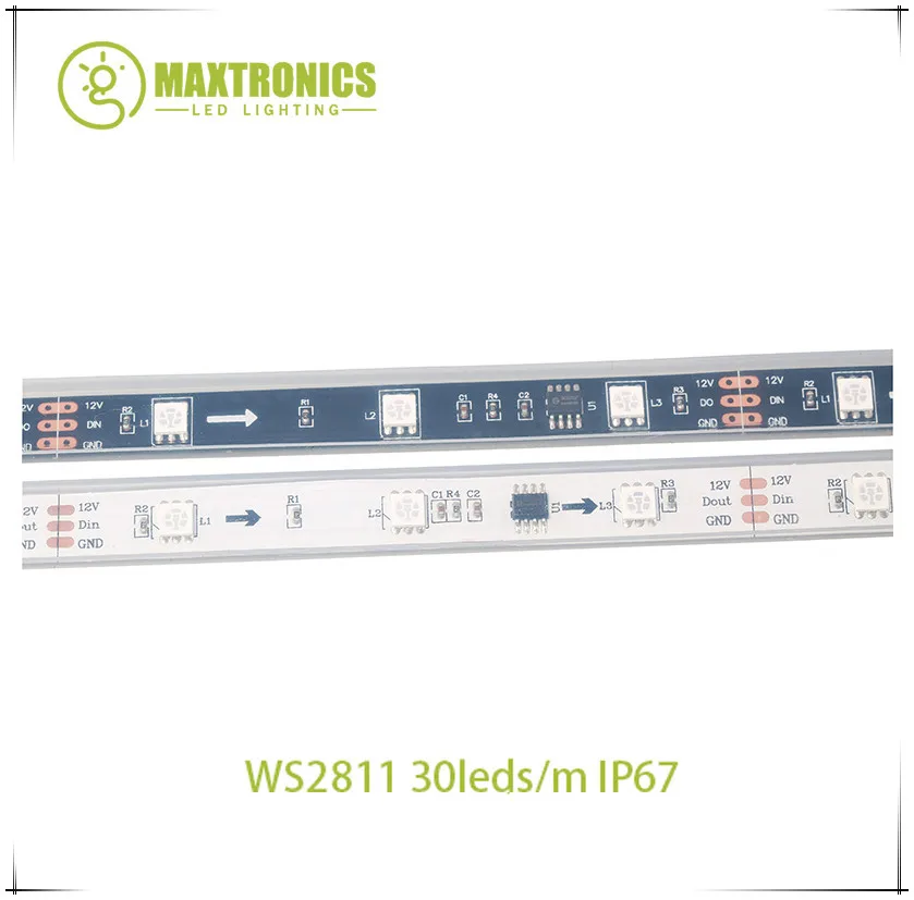 12 В 12 в 5 м WS2811 Светодиодный пиксельный светильник Rgb Полноцветный 5050 светодиодный ленточный гибкий адресуемый цифровой светодиодный светильник 1 Ic контроль 3