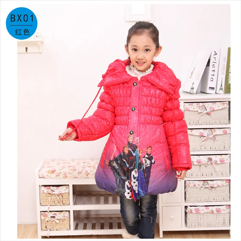 Najtaniej Dziewczęca kurtka z szarfami ocieplana bawełną dziewczęca kurtka zimowa 2018 marka z kapturem wiatroodporna dziecięca kurtka zimowa dziecięca odzież wierzchnia