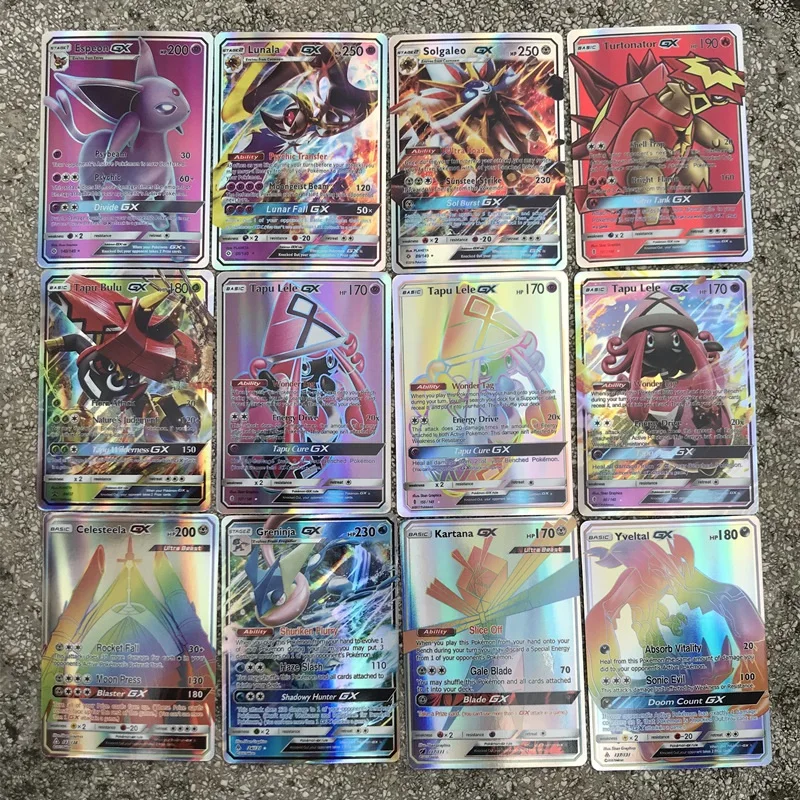 

200 Pcs GX MEGA Shining Cards Game Battle Carte 100pcs Trading Cards Game Children Pokemons Toy