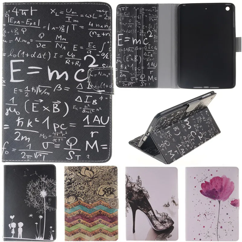 

For IPad Mini 1 2 3 Cute Cartoon Lover Flower Formula Stand Flip Leather Case sFor Apple IPad Mini1 Mini2 Mini3 Tablet Cover