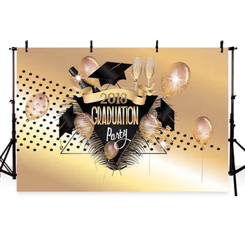 

Golden Graduation party Congratulations Books Hat Photography backgrounds Custom Backdrops for Photography Studio G-442