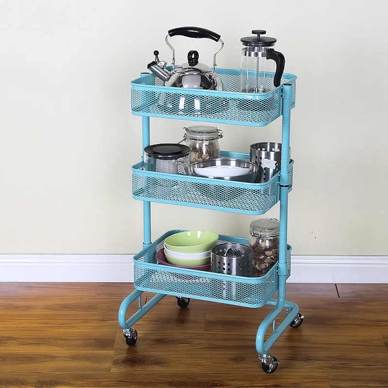 Metal Kitchen Trolley Carts Wheeled Storage Rack Shelf Vegetable