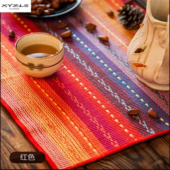 

XYZLS Set of 4 Multi-color Table Placemats Hand Woven Braided Ribbed Cotton Table Mats Kithchen Accessories Dining Table Pads