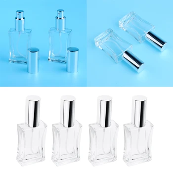 

4 Pieces 50ml 1.7-ounce Crystal Empty Glass Bottles Refill Perfume Atomizer with Shiny Silver Sprayer ( Transparent )