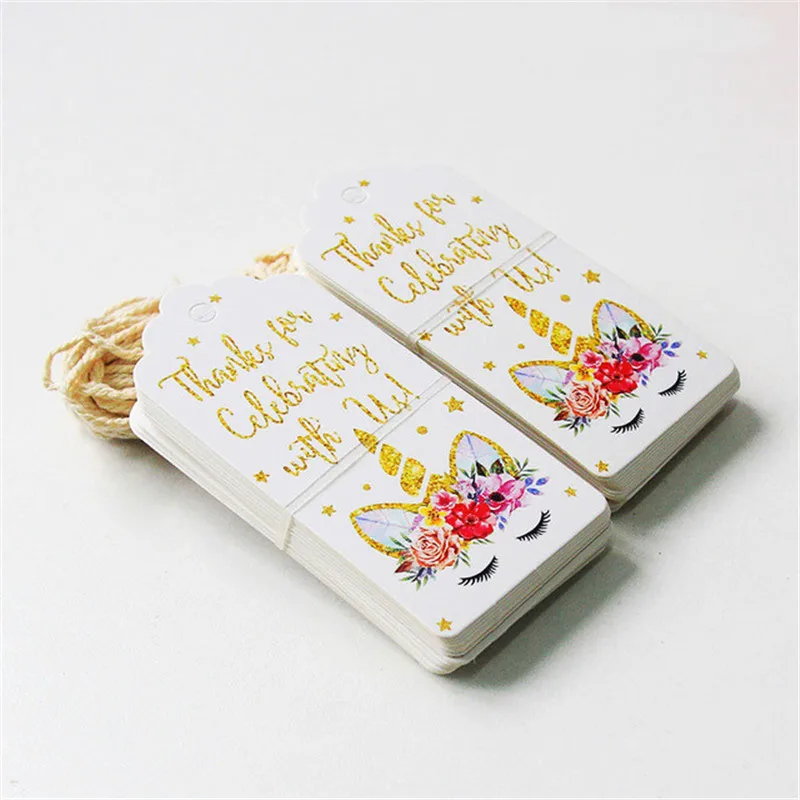 50Pcs DIY Unicorn Flamingo Bird Paper Gift Tags Labels Hanging Cards Birthday Wedding Party Decoration Unicorn Theme Party DT36 (4)