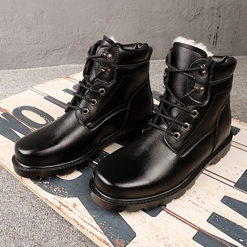 Quente Negros Alta Inverno Dos Qualidade Exército 46 Pele Prova De Botas Militar D' Couro Tamanho À Combate Tático Homens 2019 Genuíno Água OqHPFE