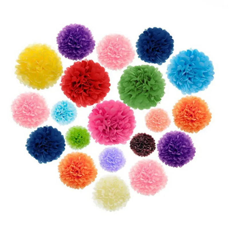 

5pcs/set Tissue Paper Pom Poms Paper Flower Ball Pompom Home Garden Wedding Birthday DIY Wedding Car Decoration Party supplies