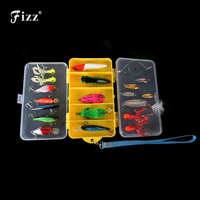 

24pcs/set Mixed Style Fishing Lures Set with Lure Trace Wire Ball Bearing Swivels Solid Ring Connector Fishing Tackle Box Kit
