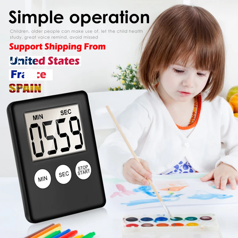 

Super Thin Digital Screen LCD Kitchen Timer Square Cooking Count Up Alarm Countdown Sleeping Timer Temporizador Clock dropship