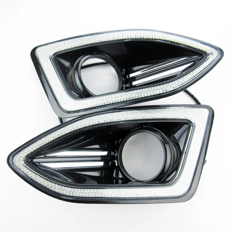

NEW Turn off and dimming style relay LED CAR DRL 12V Daytime running lights with Drive fog lamp hole For Ford Edge 2015