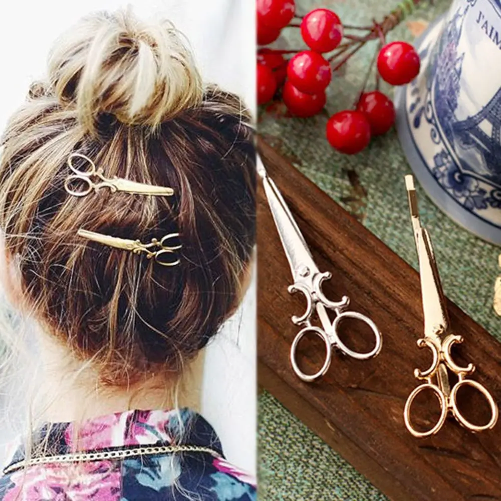 Creative Scissors Shape Hairpin Hairclip Women Lady Girls Hair Clip Delicate Hair Pin Hair Barrette Hair Styling Accessories new delicate lace children hair wear for wedding pearl crystal flower hair clip for girls at the wedding party