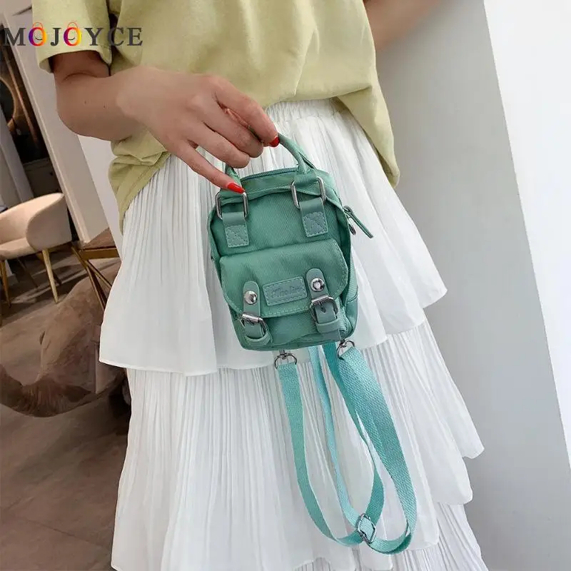 Супер мини стиль сплошной цвет рюкзак с застежками для женщин маленькая мультифункциональная брезентовый ранец женский рюкзак