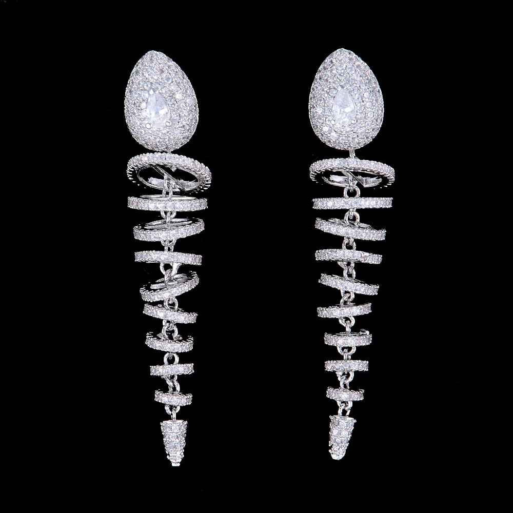 GODKI эксклюзивный 55 мм Торнадо рыбья кость кубического циркония Проложить Для женщин Свадебные вечерние Обручение вечерние серьги ювелирные изделия