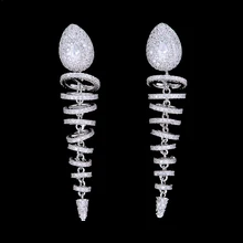 GODKI эксклюзивный 55 мм Торнадо рыбья кость кубического циркония Проложить Для женщин Свадебные вечерние Обручение вечерние серьги ювелирные изделия