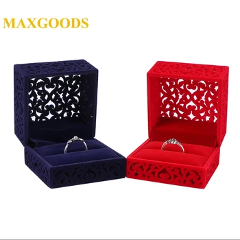 

Delicate Velvet Chinese Style 6.5*6.5*4.7cm Engagement Hollow Out Jewelry Display Storage Case Ring Box