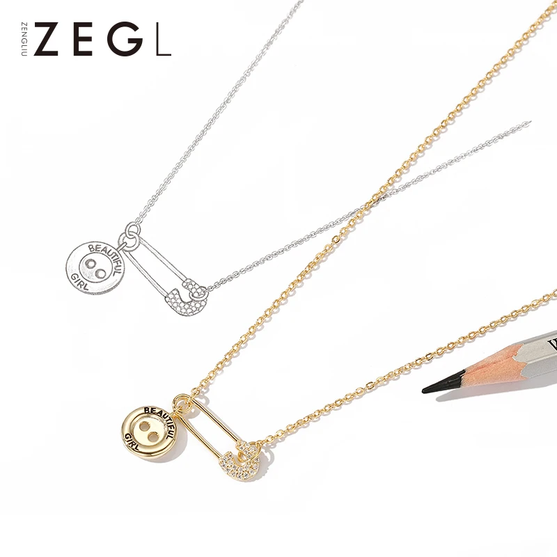

ZEGL niche design pin necklace female clavicle chain net red cold wind simple custom tide accessories