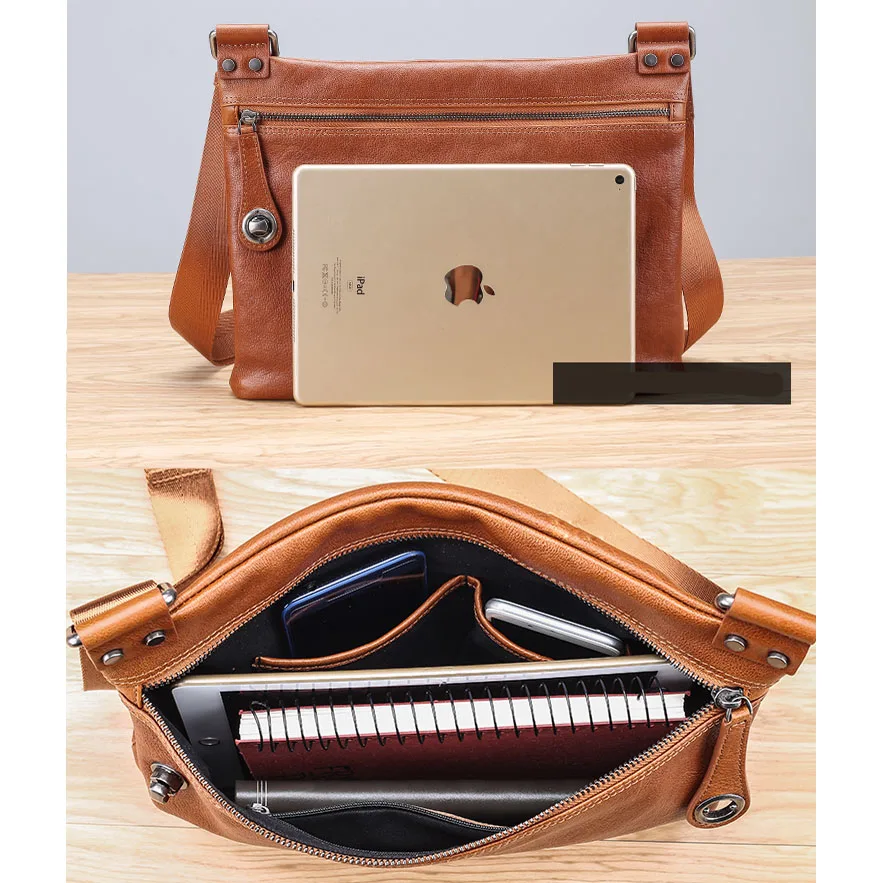 AETOO Leather men's bag new men's bag shoulder Messenger bag cross section casual leather small bag