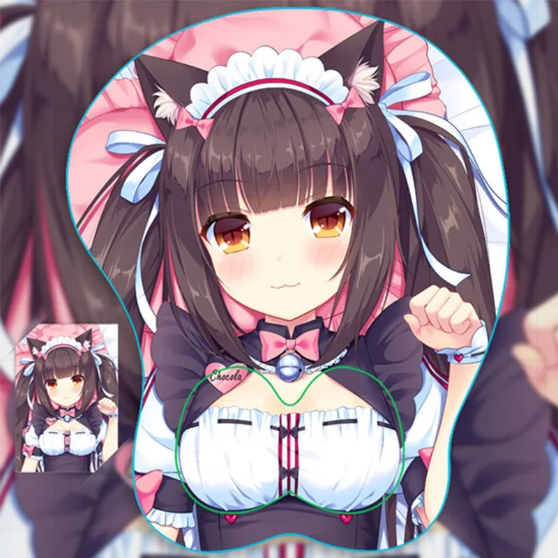 NEKOPARA-Chocolat аниме 3D гелевая подставка для запястья, игровой коврик для мыши из силикагеля, 2-полосная ткань для косплея, большой размер 33*27*2,8 см