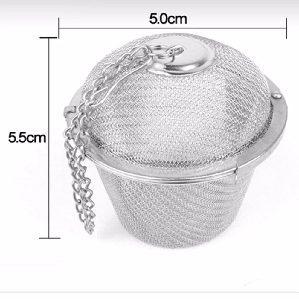 

Silver Reusable 5.5 CM Stainless Mesh Herbal Ball Tea Spice Strainer Teakettle Locking Tea Filter Infuser Spice
