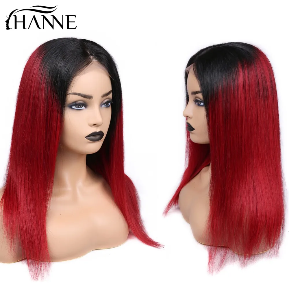 4*4 Lace Closure Wigs Brazilian Human Hair Wig 150% Density Straight Ombre Wigs For Black Women HANNE Hair