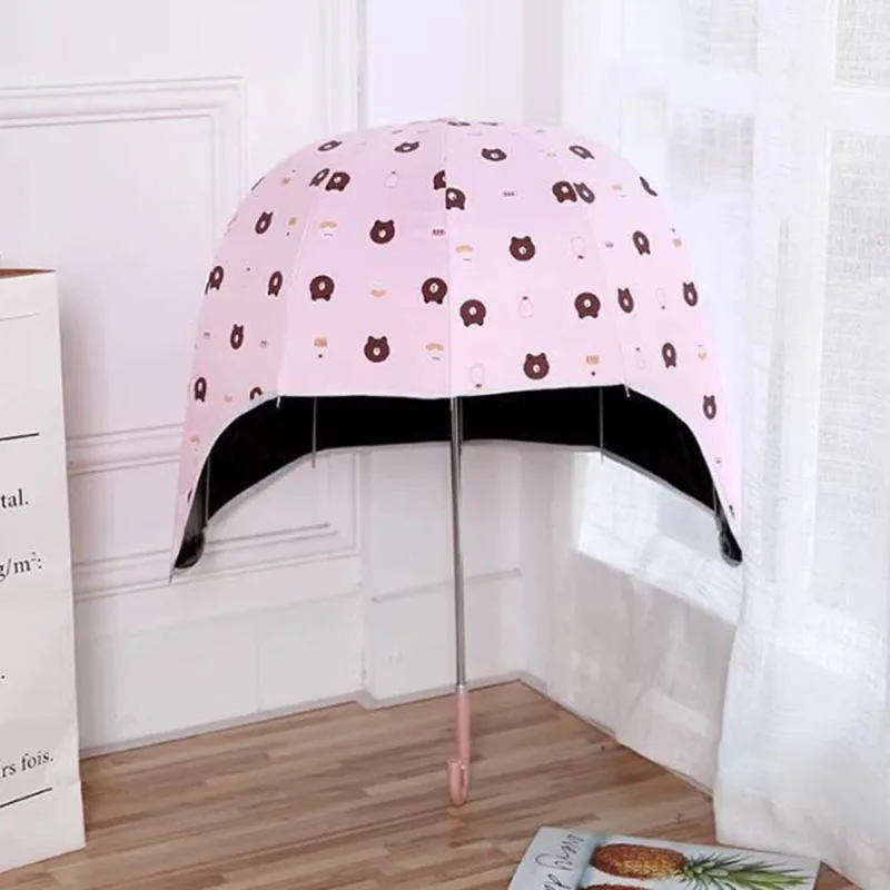 Шляпа от дождя, зонт для детей, для мальчиков, креативный, Желтая голова, зонт от солнца, корпоративные подарки, Ombrello Schirm, зонтик, Cancan 50KO069 - Цвет: Brown Bear Pink Adul