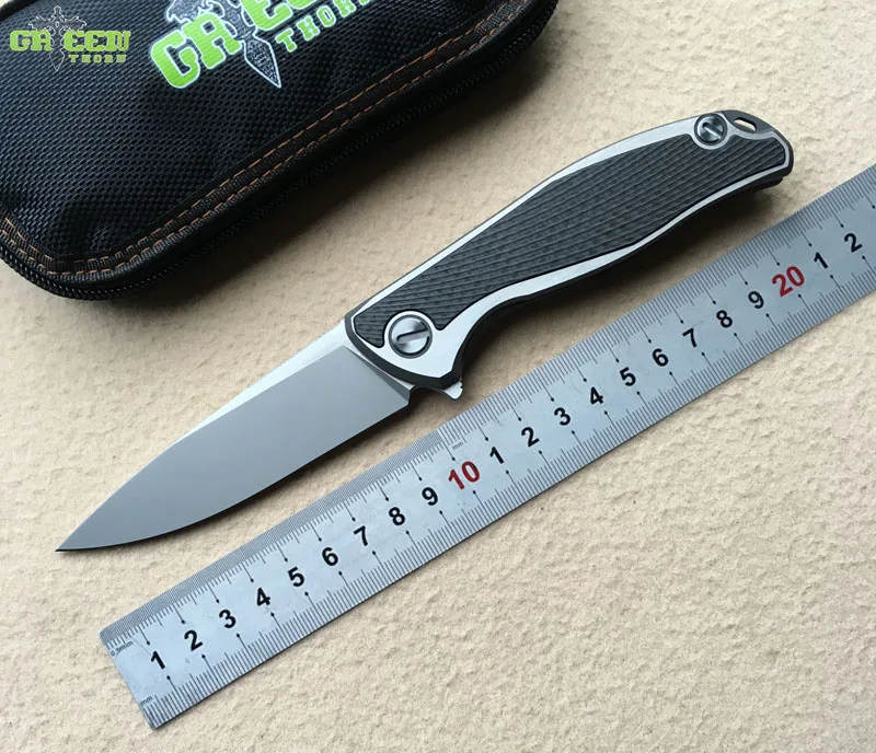 

Green thorn Flipper 95 folding knife M390 blade TC4 Titanium CF 3D handle outdoor camping hunting pocket fruit Knives EDC tools