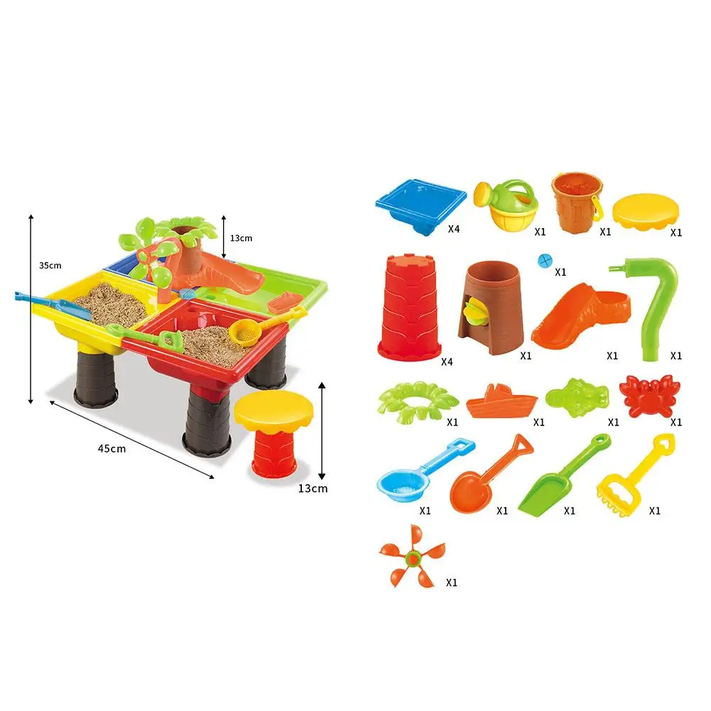  Kids Sand Pit Set Beach Sandpit Table Water Outdoor Garden Play Spade Tool Toy Play Home Beach Tabl