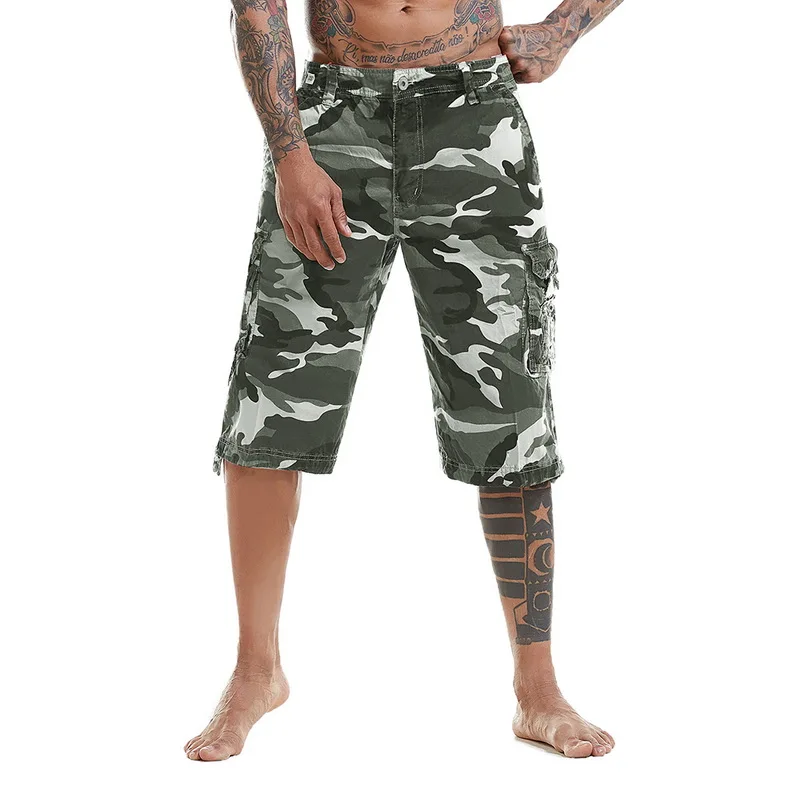 

MJARTORIA Men's Fashion Camouflage Tooling Cargo Shorts New Summer Loose Slim Fit Multi-pockets Overall Hip Hop Shorts Plus Size