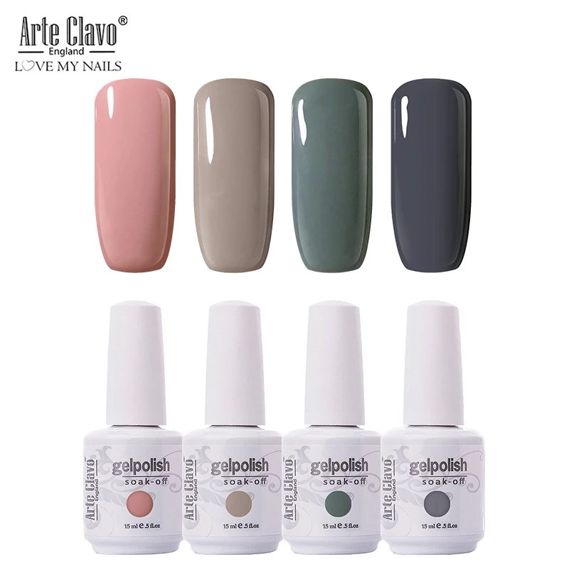 

Arte Clavo 4PCS/Lot Gel Polish 15ML Semi Permanent Manicure UV Nail Gel Soak Off Lacquer Nail Polish Kit Gel Varnish Set