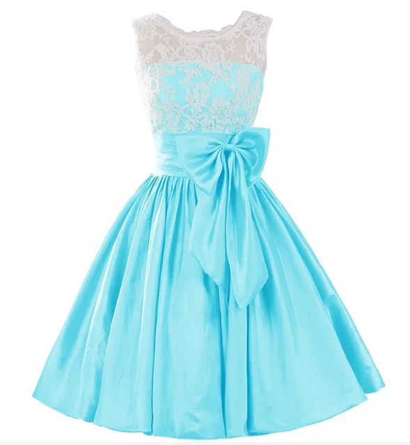 Aliexpress.com : Buy Lace Bridesmaid Dress Dusty Blue Sleeveless Sheer ...