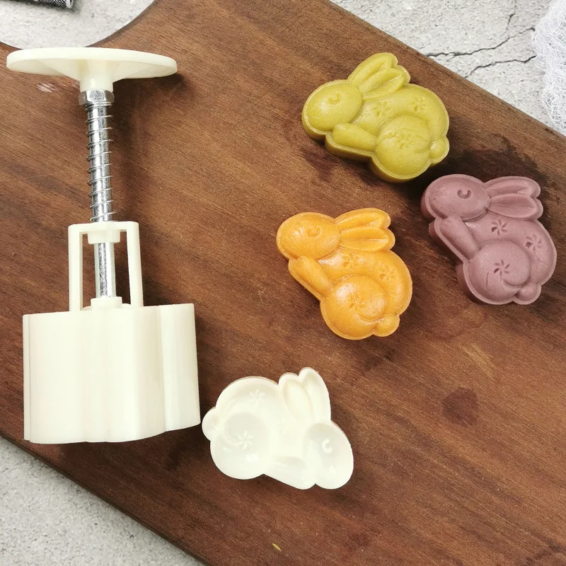 

DIY rabbit Moon Cake Mold W/6 Stamps Mid Autumn Festival Decoration Press