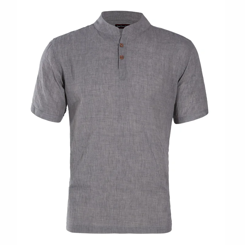 

Jeetoo Men Short Sleeve Shirt Summer Cotton Linen Shirts Men Casual 7 Color Camisa Masculina Regular Fit Blue Man Shirt 2018