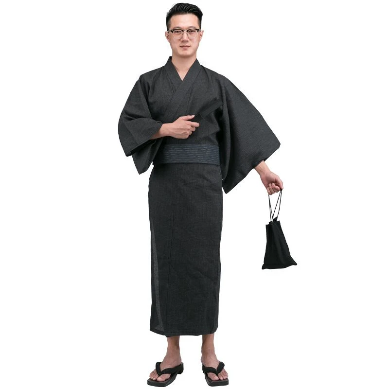 秋の伝統的な日本の着物帯とバッグメンズ100 綿浴衣男性着物パジャマローブ Male Kimono Male Kimono Robekimono Male Aliexpress