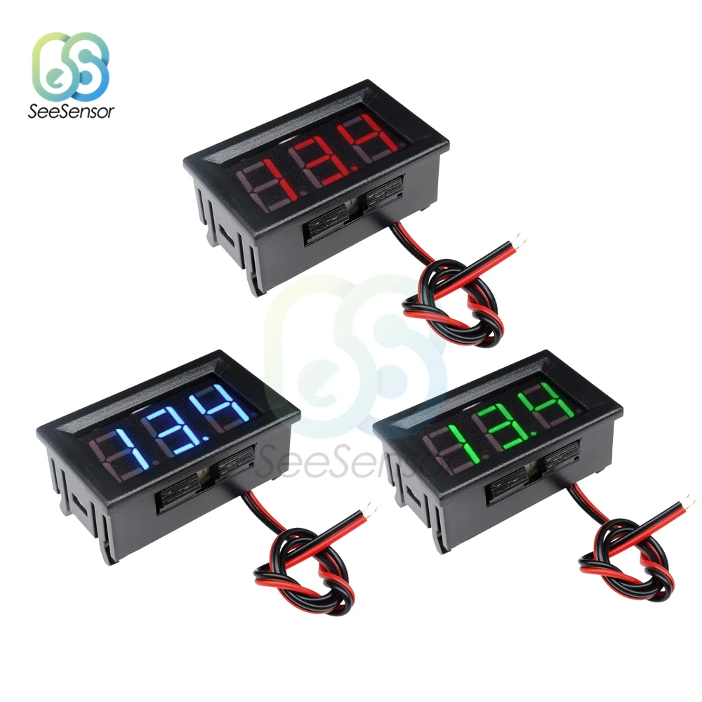 

AC 70-500V DC 4.5V to 30V 0.56" LED Digital Voltmeter Voltage Meter Volt Instrument Tool 2 Wires Red Green Blue Display DIY