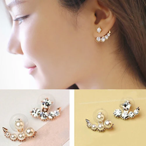 Hot Women Asymmetric Faux Pearl Rhinestone Ear Stud Earrings Party Wedding Jewelry 7GM5 BDNW | Украшения и аксессуары